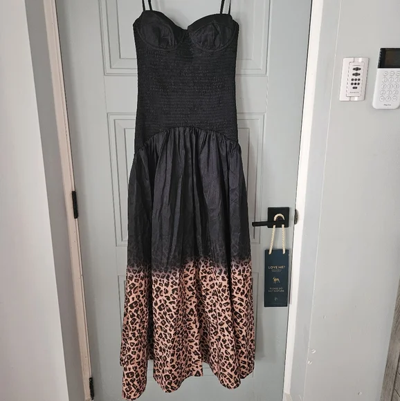 Hutch Black and Brown Leopard Maxi Skirt